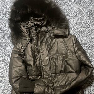 BCBG MAXAZRIA FUR HOOD JACKET